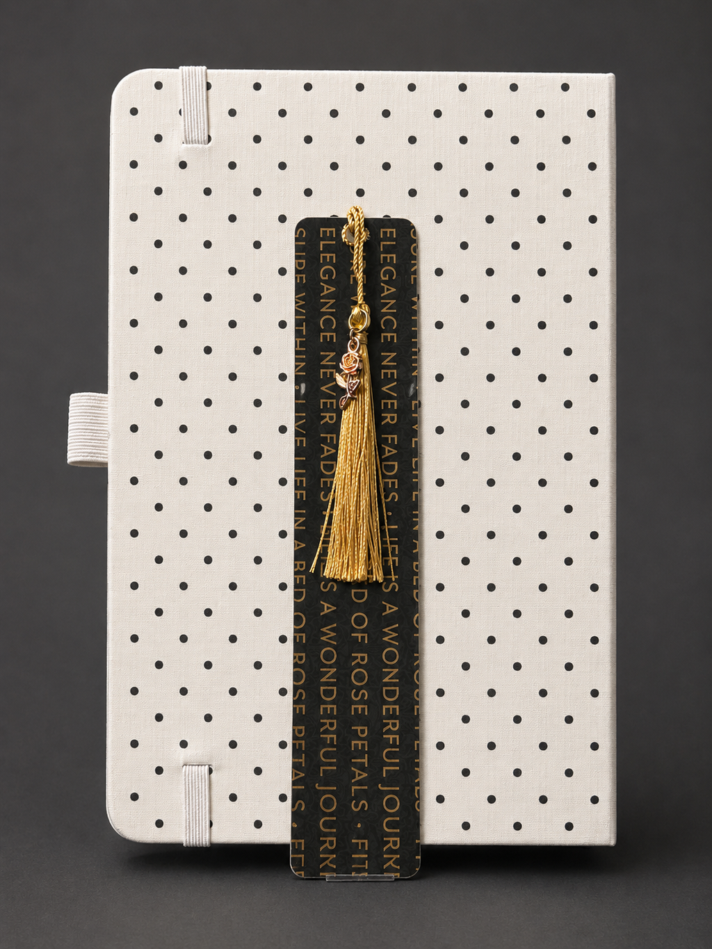 Midnight Garden Luxe Tassel Laminated Bookmark - 7” Double-Sided