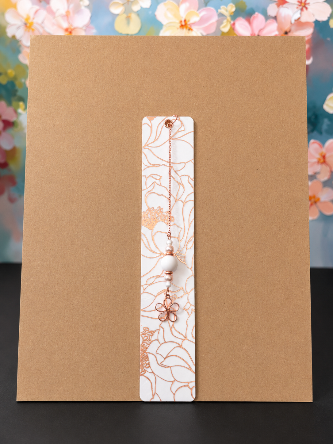 Rose Golden Petals Laminated Bookmark - 8" Double-Sided