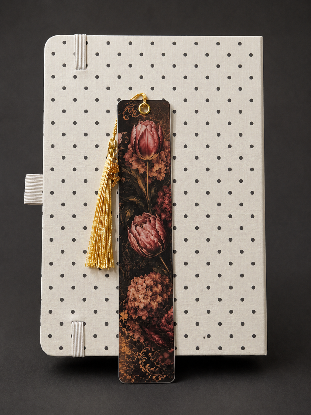 Midnight Garden Luxe Tassel Laminated Bookmark - 7” Double-Sided