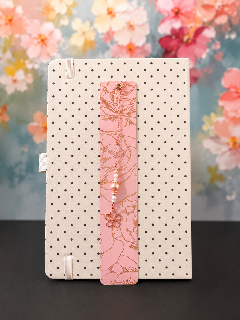Rosé Petals Laminated Bookmark - 8" Double-Sided