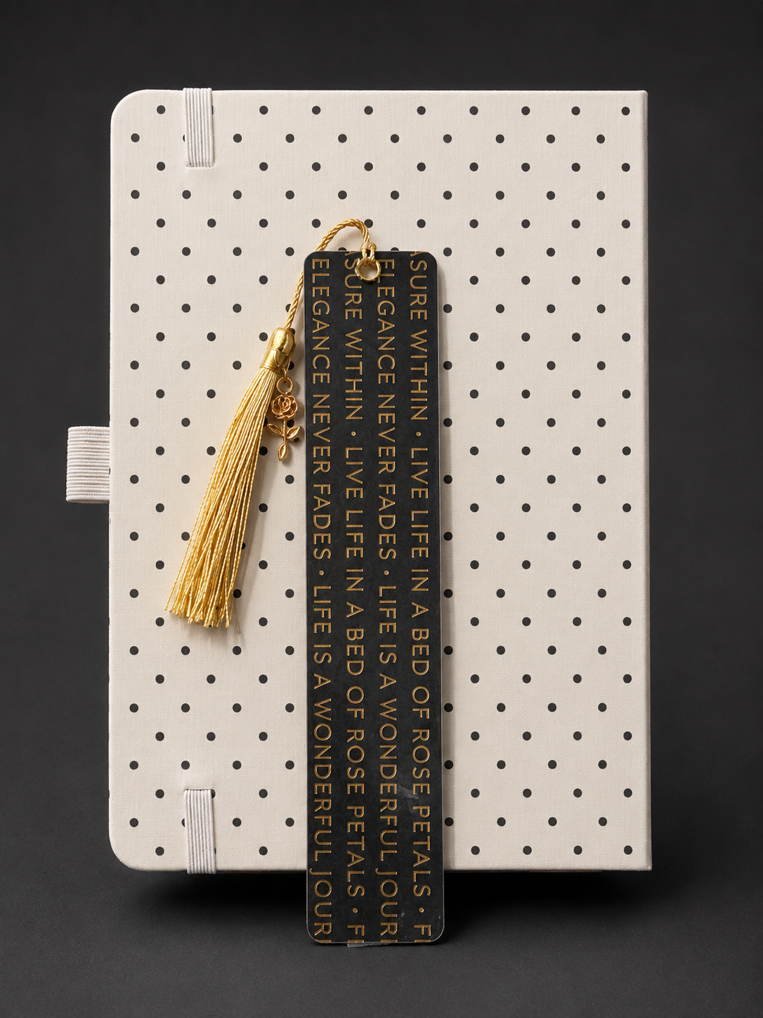 Midnight Garden Luxe Tassel Laminated Bookmark - 7” Double-Sided