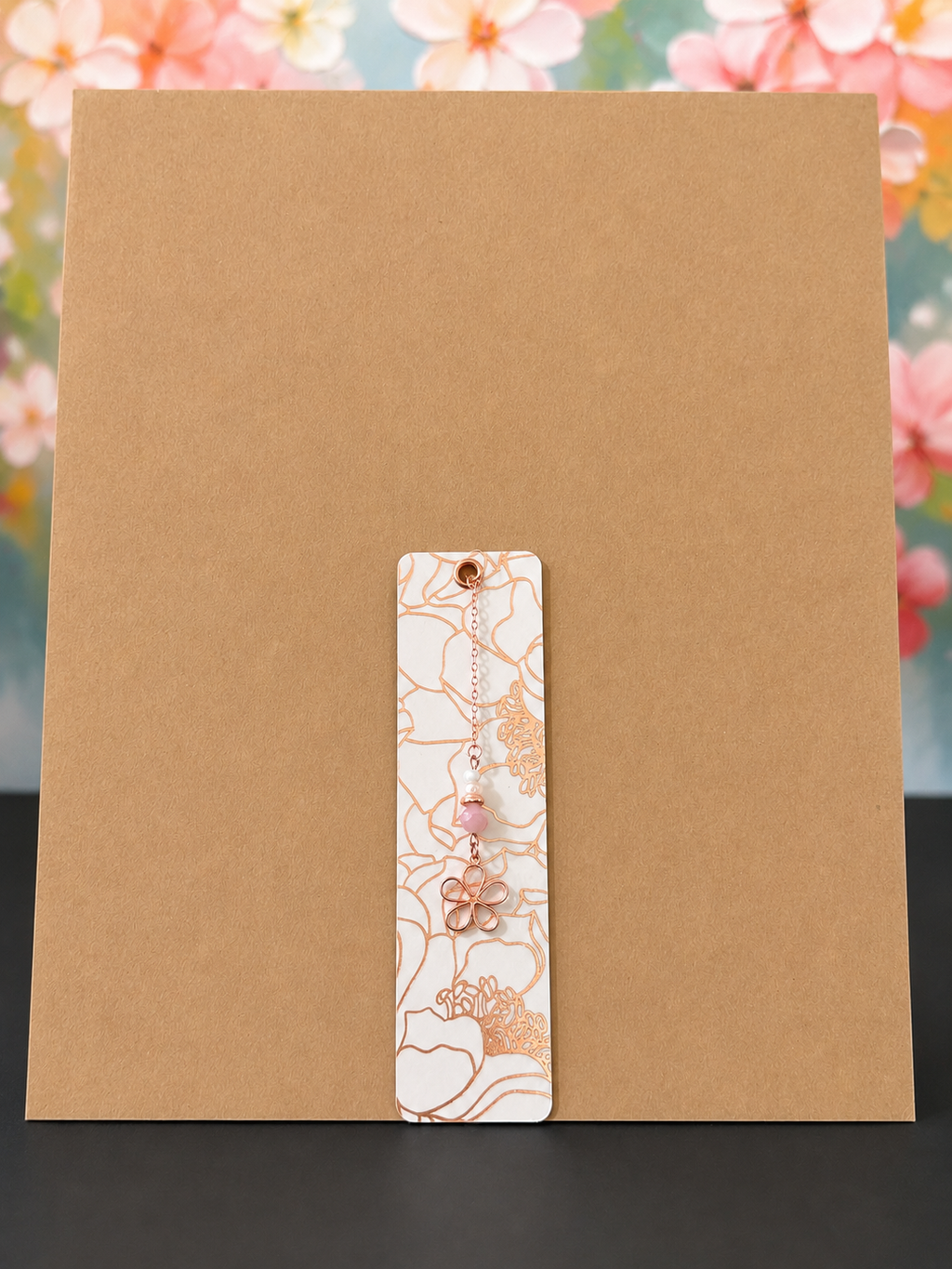 Rosé Golden Petals Laminated Bookmark - 5.5" Double-Sided