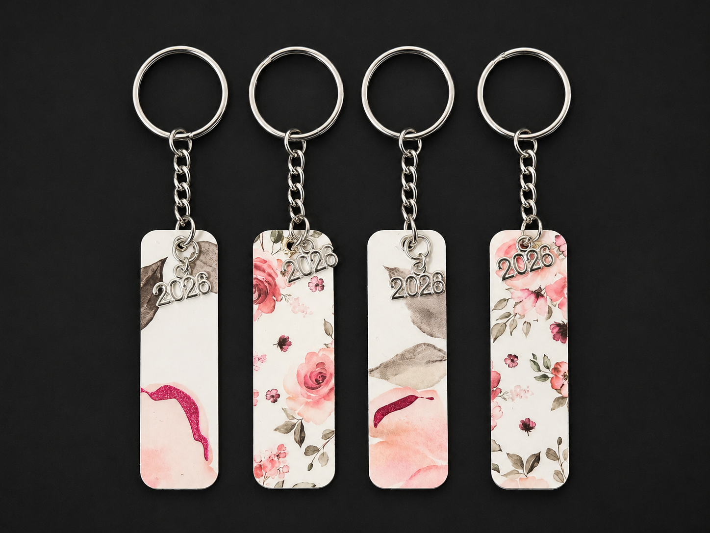 Whispering Roses “2026” Mini Bookmark Keychain - 2.5” Double-Sided Laminated Keepsake