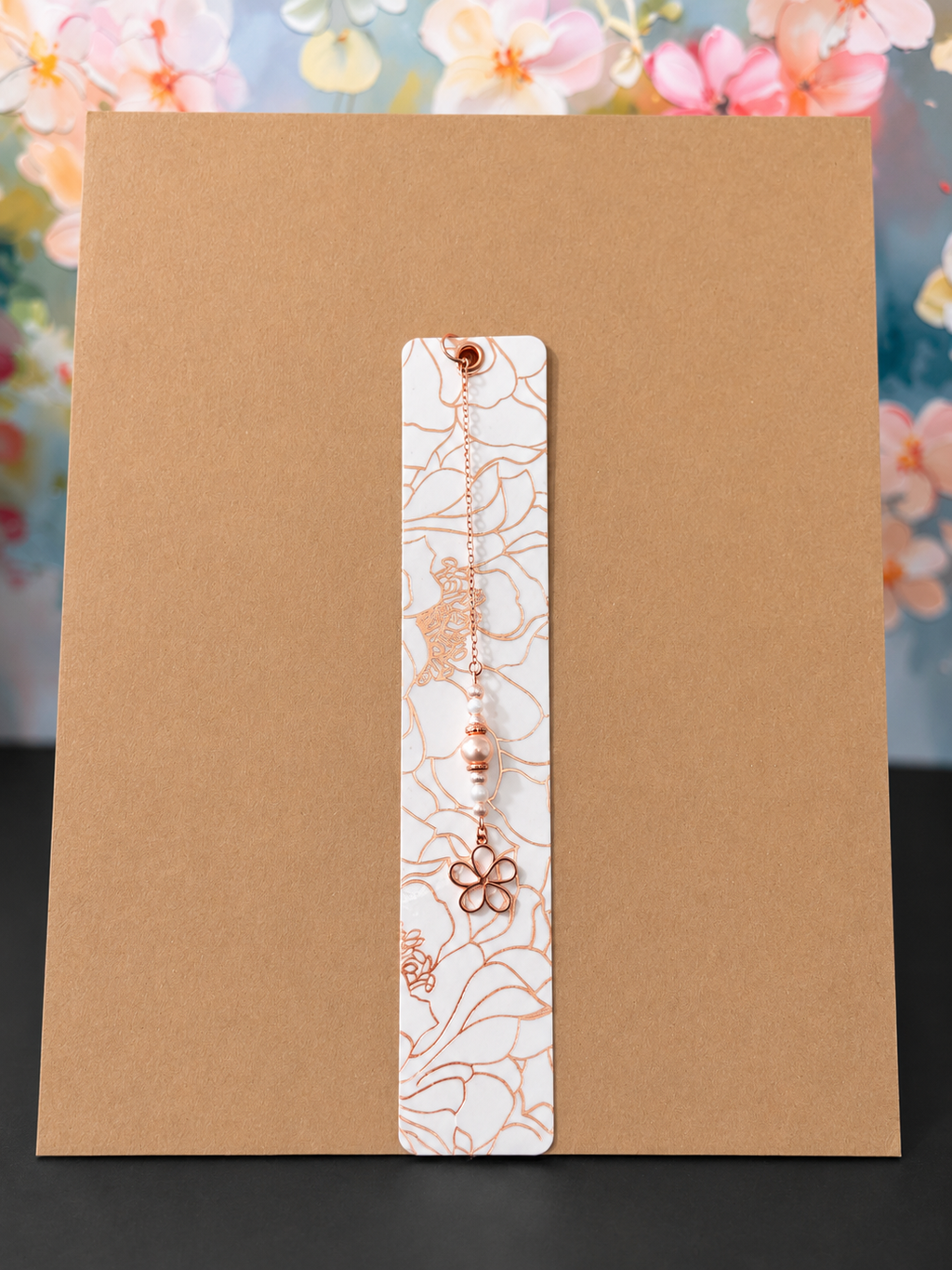 Rosé Petals Laminated Bookmark - 8" Double-Sided
