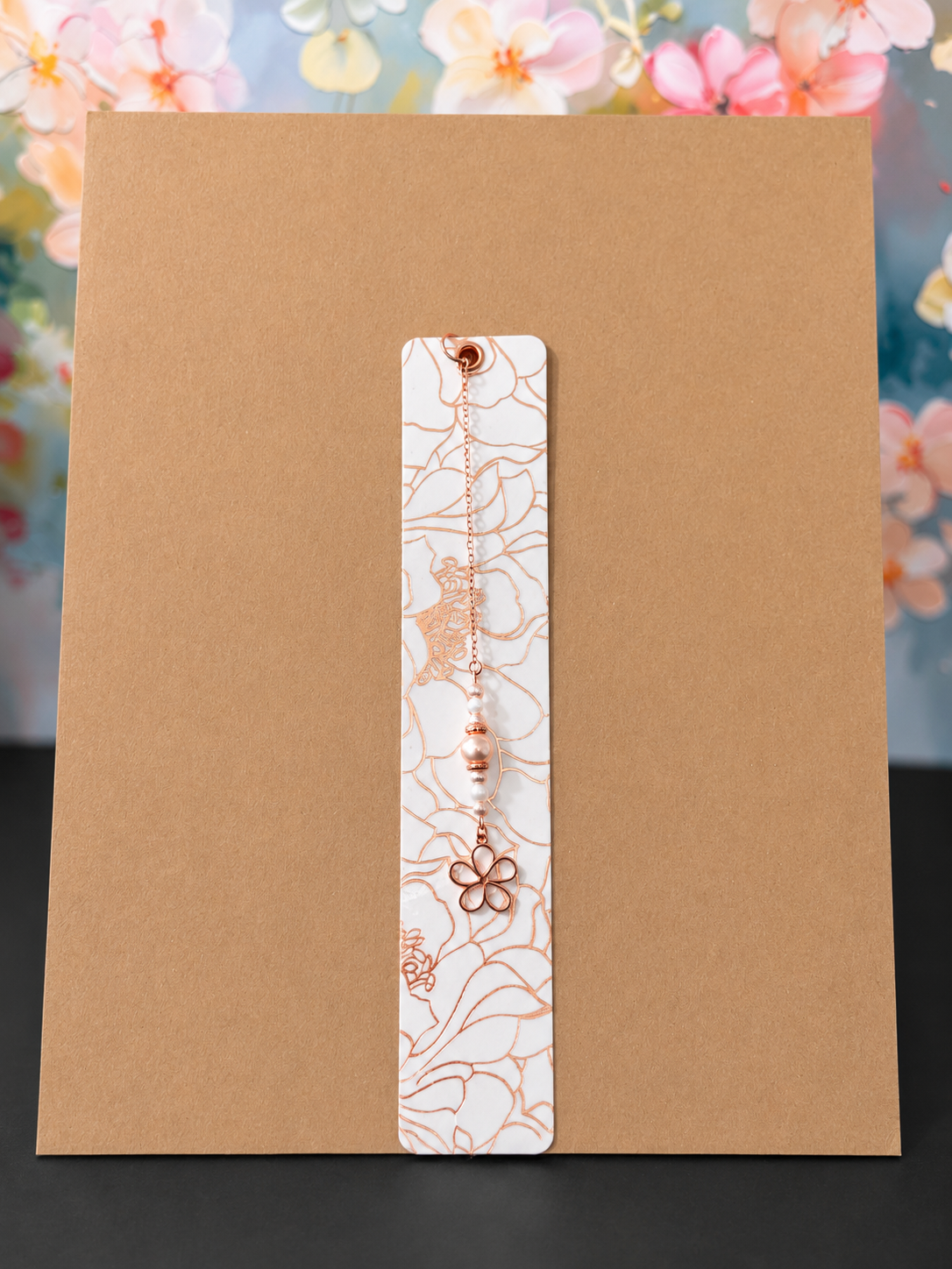 Rosé Petals Laminated Bookmark - 8" Double-Sided