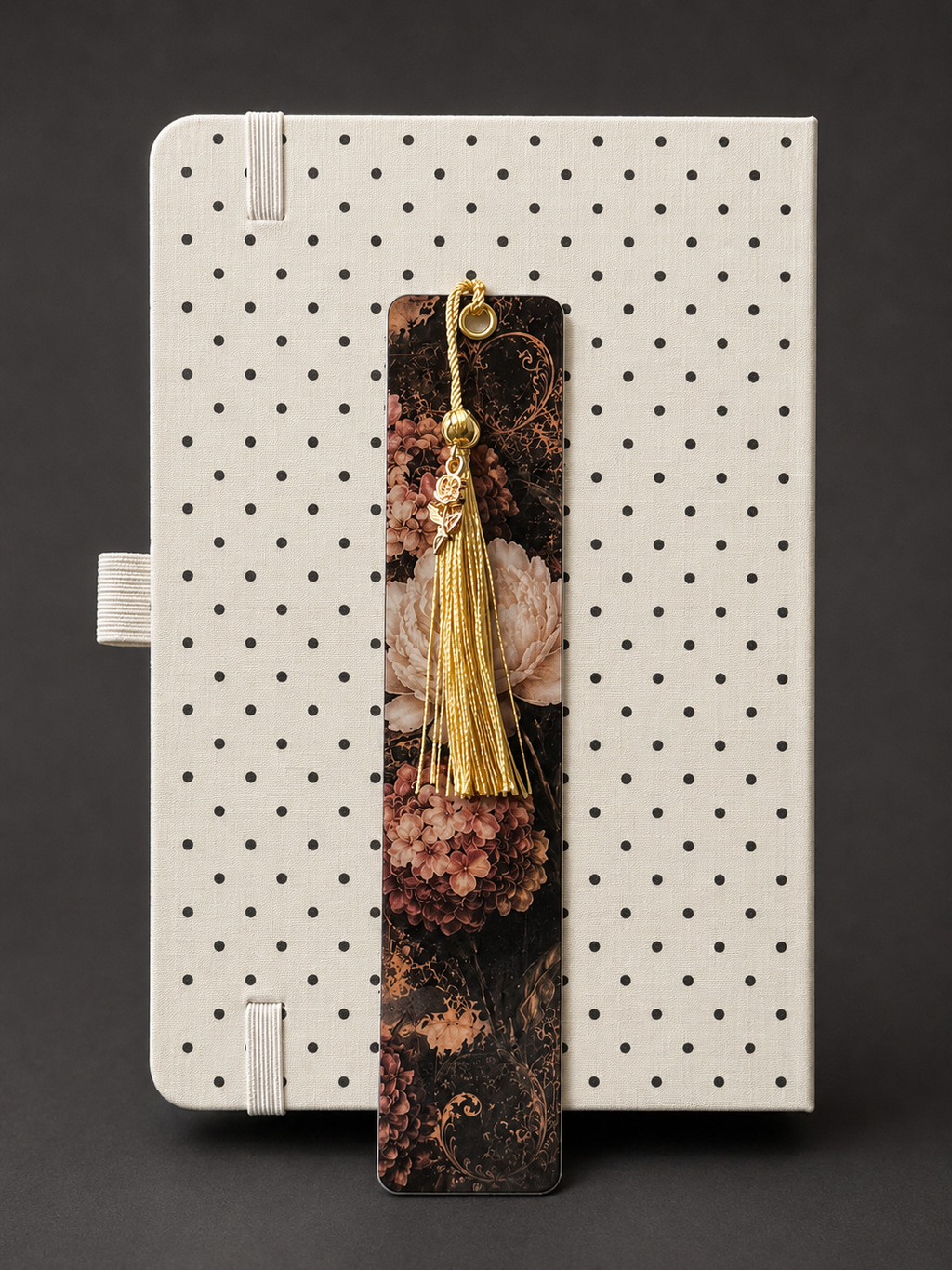Midnight Garden Luxe Tassel Laminated Bookmark - 7” Double-Sided