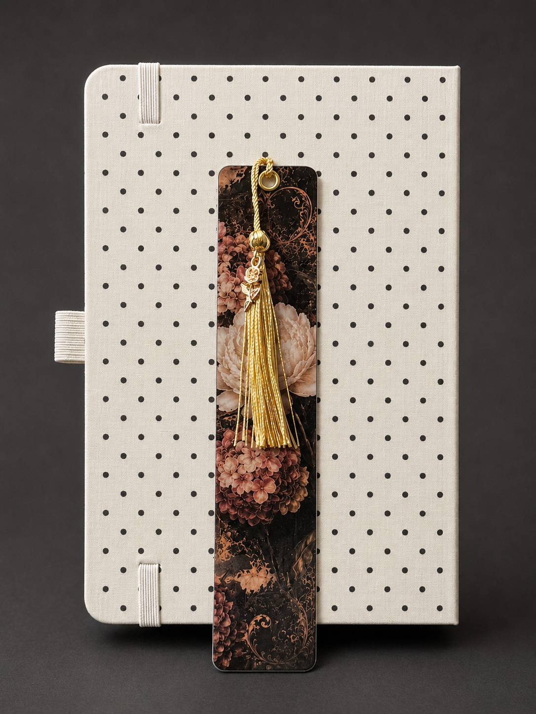 Midnight Garden Luxe Tassel Laminated Bookmark - 7” Double-Sided
