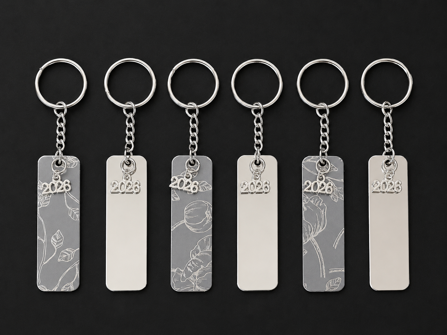 Silver Bloom "2026" Mini Bookmark Keychain - 2.5" Double-Sided Laminated Keepsake
