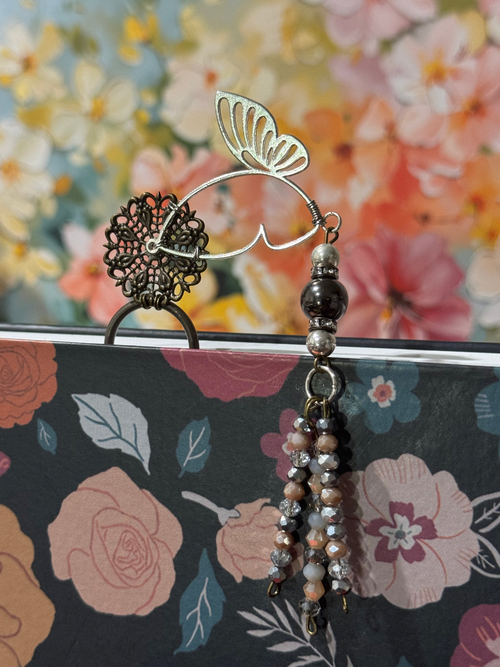 Silver Butterfly Filigree Paperclip Bookmark - 4"