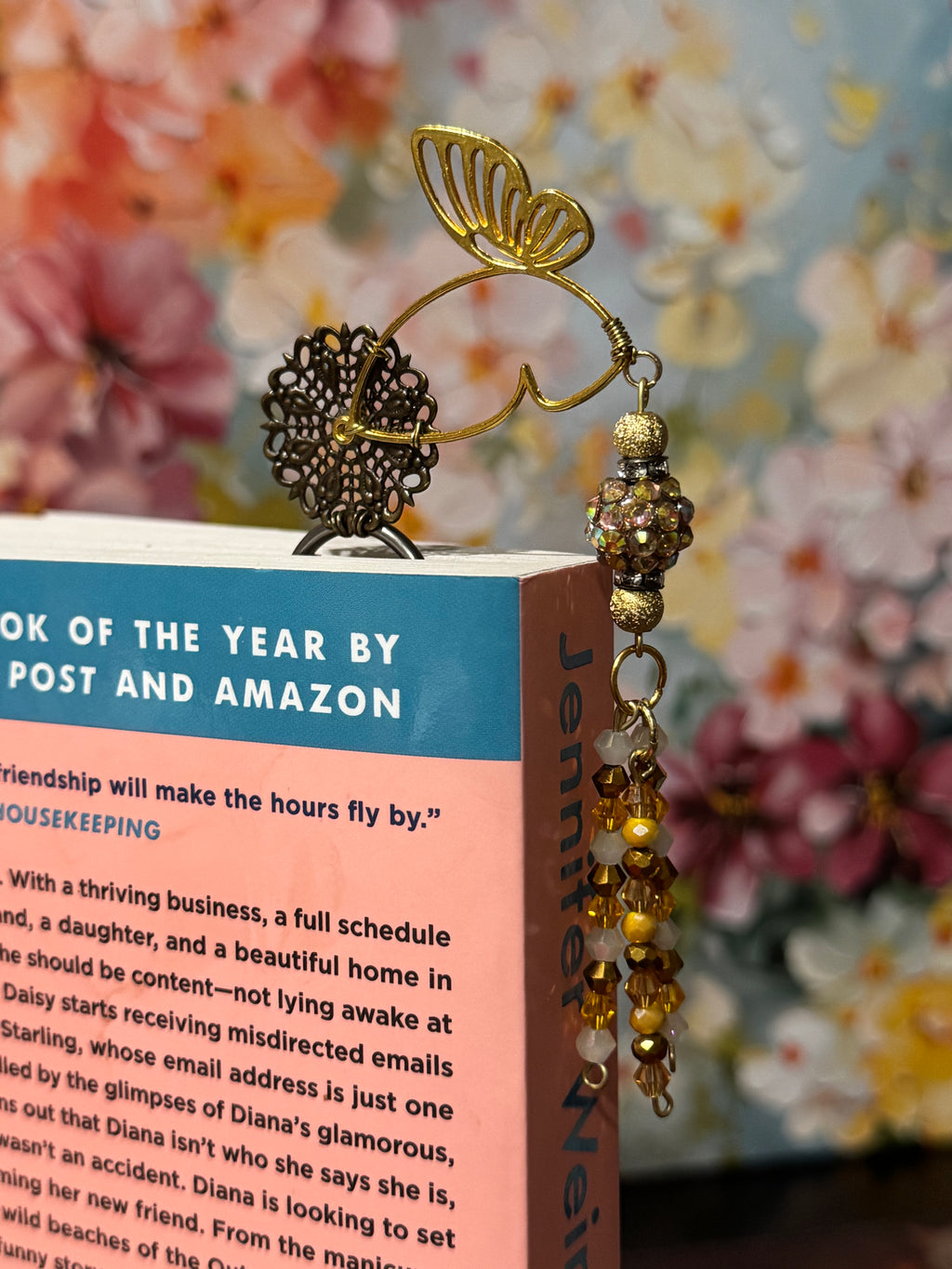 Gold Butterfly Filigree Paperclip Bookmark - 4"