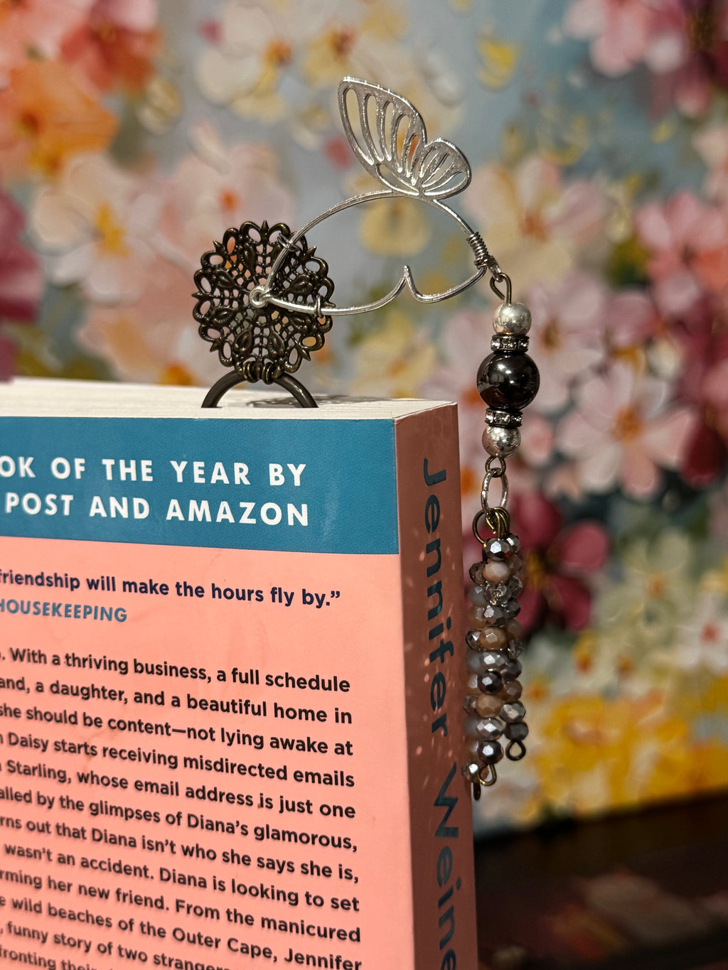 Silver Butterfly Filigree Paperclip Bookmark - 4"