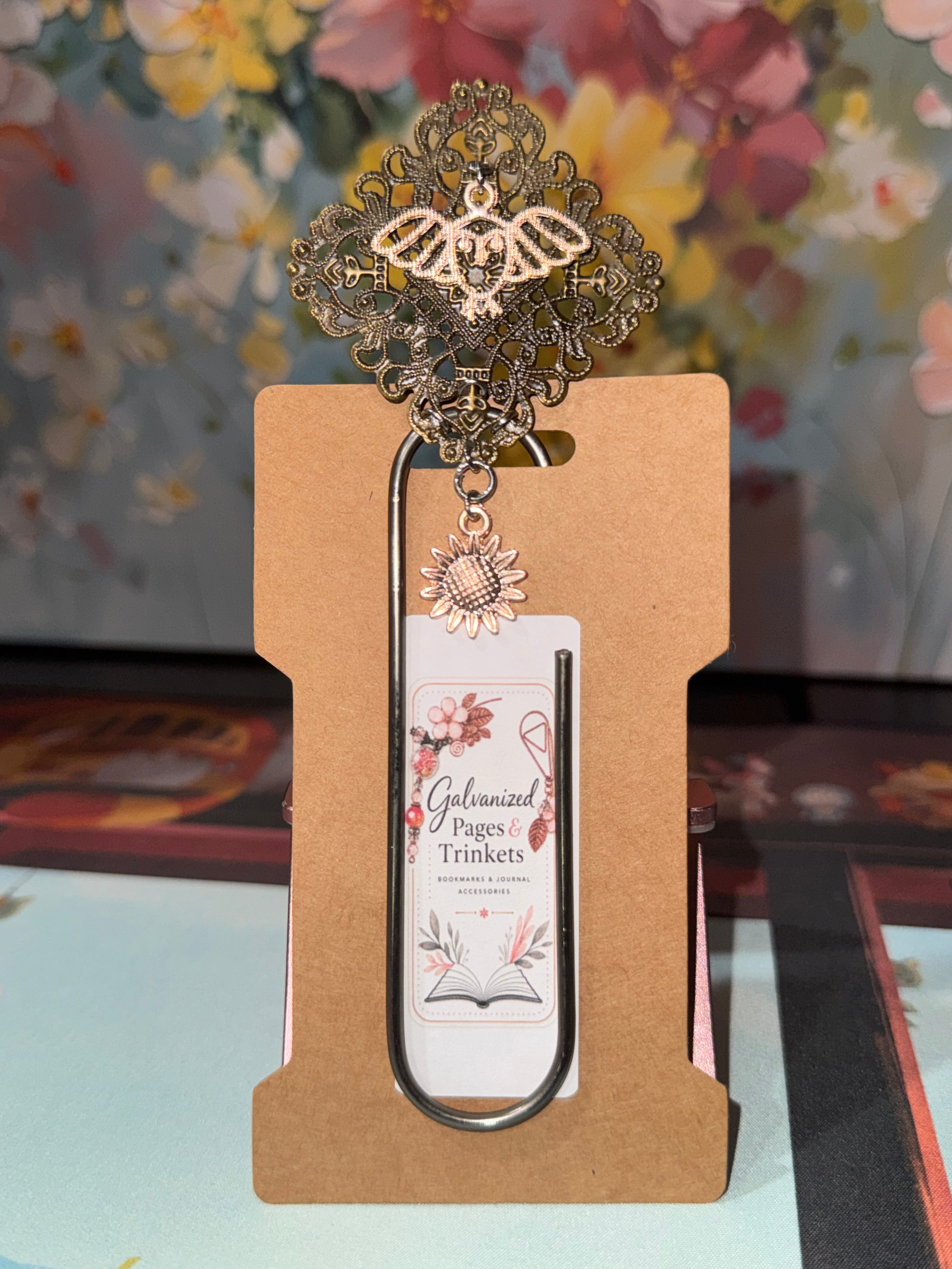 Bronze Filigree Paperclip Bookmark - 4"