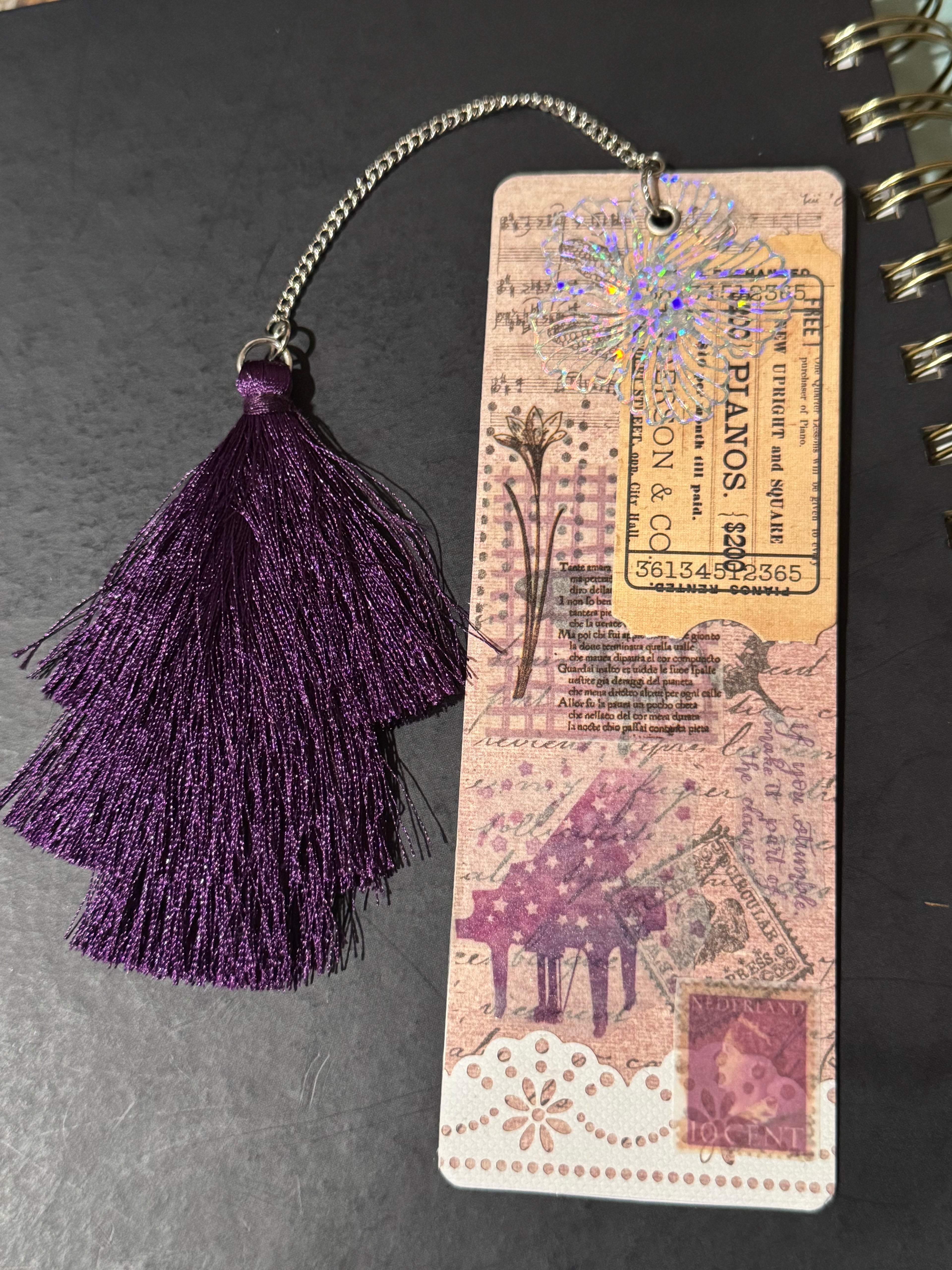 Lavender Bloom Ephemera Bookmark - 5.5" Double-Sided