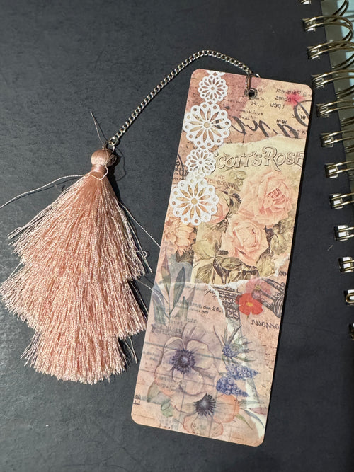 Blush Rose Ephemera Bookmark - 5.5" Double-Sided