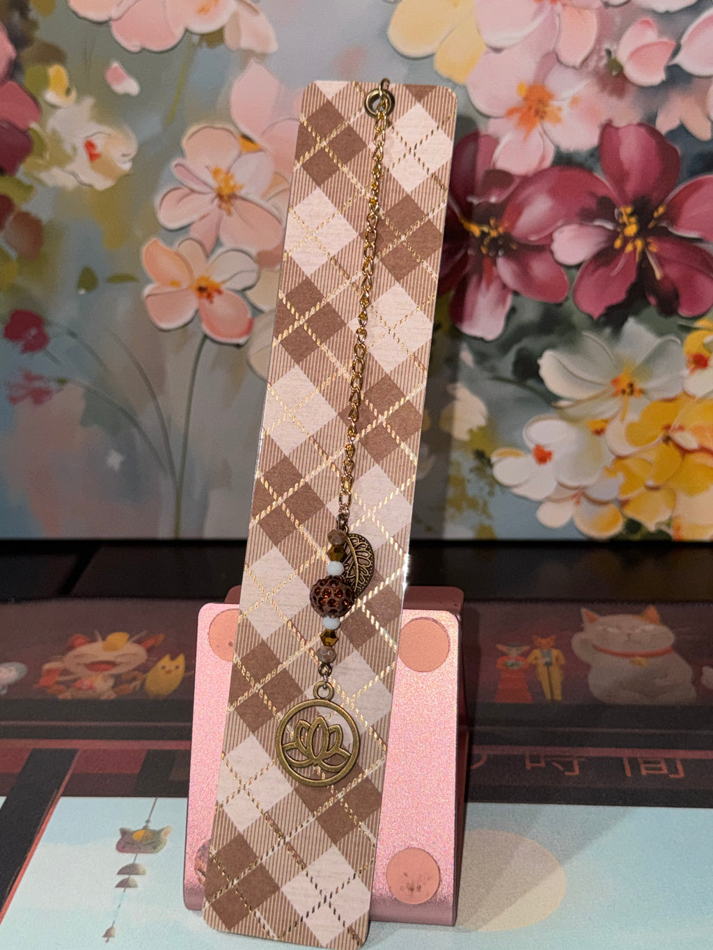 Lotus Charm Laminated Bookmark - 8" Double-Sided