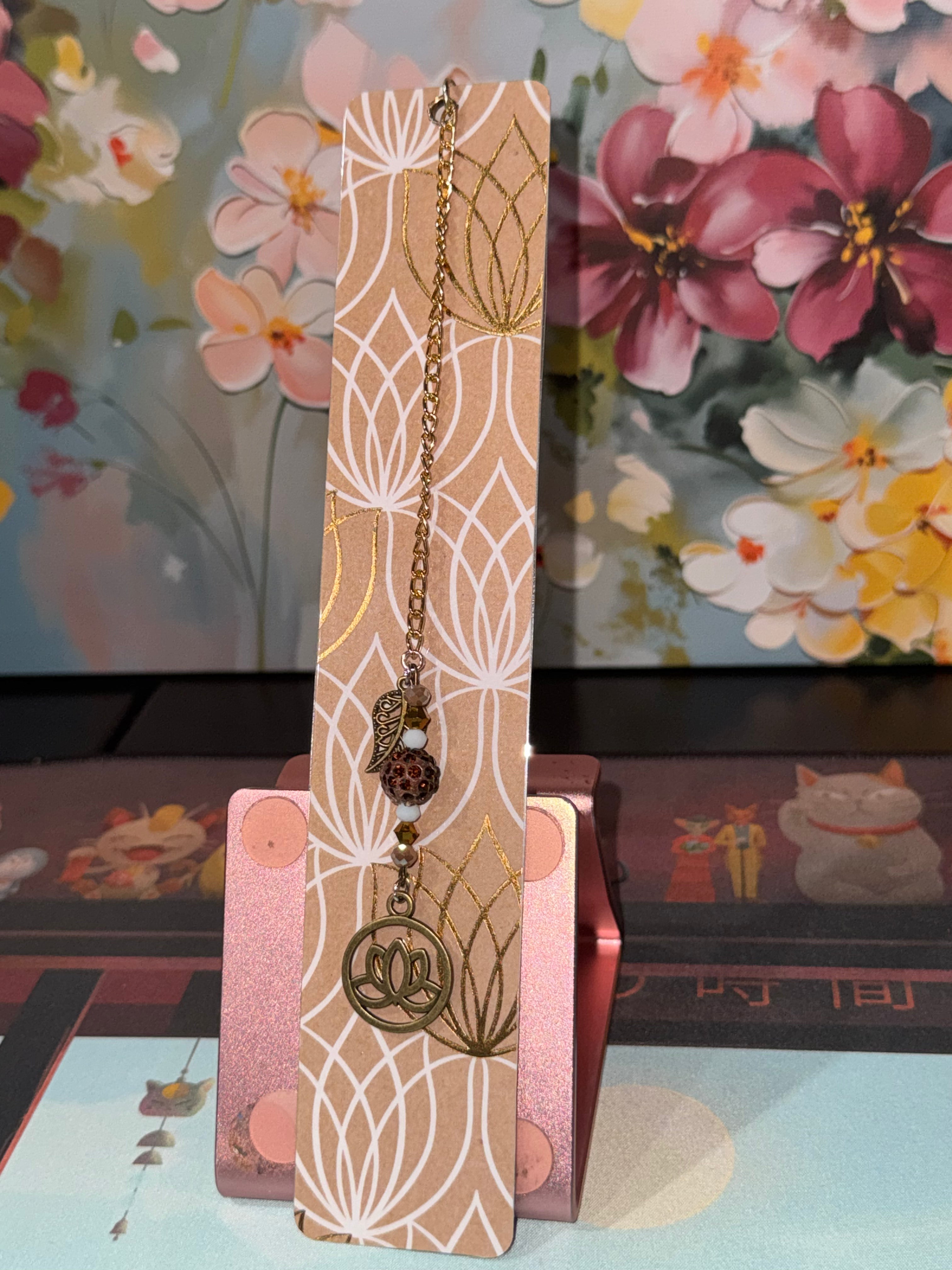 Lotus Charm Laminated Bookmark - 8" Double-Sided