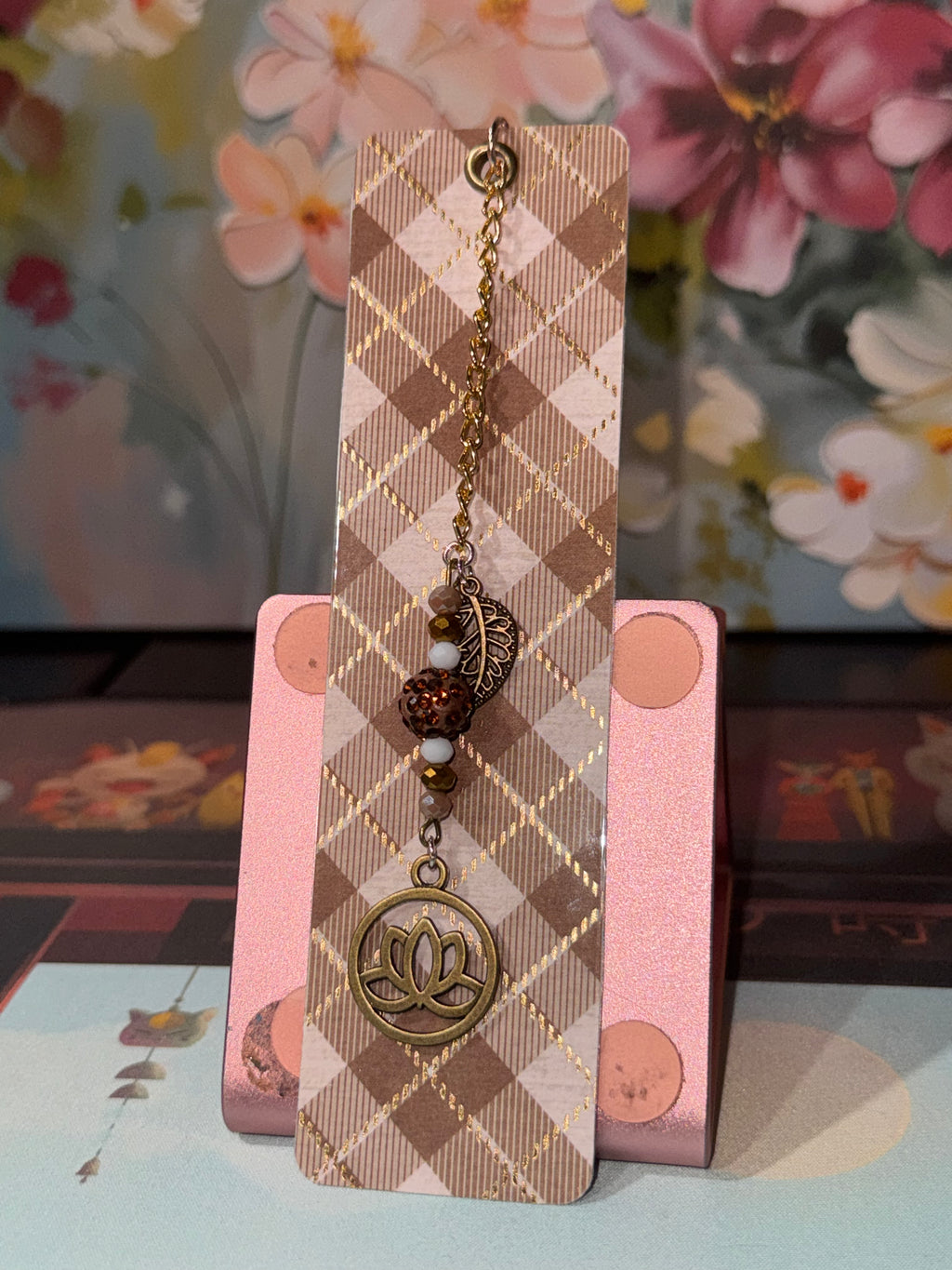 Lotus Charm Laminated Bookmark - 5.5" Double-Sided