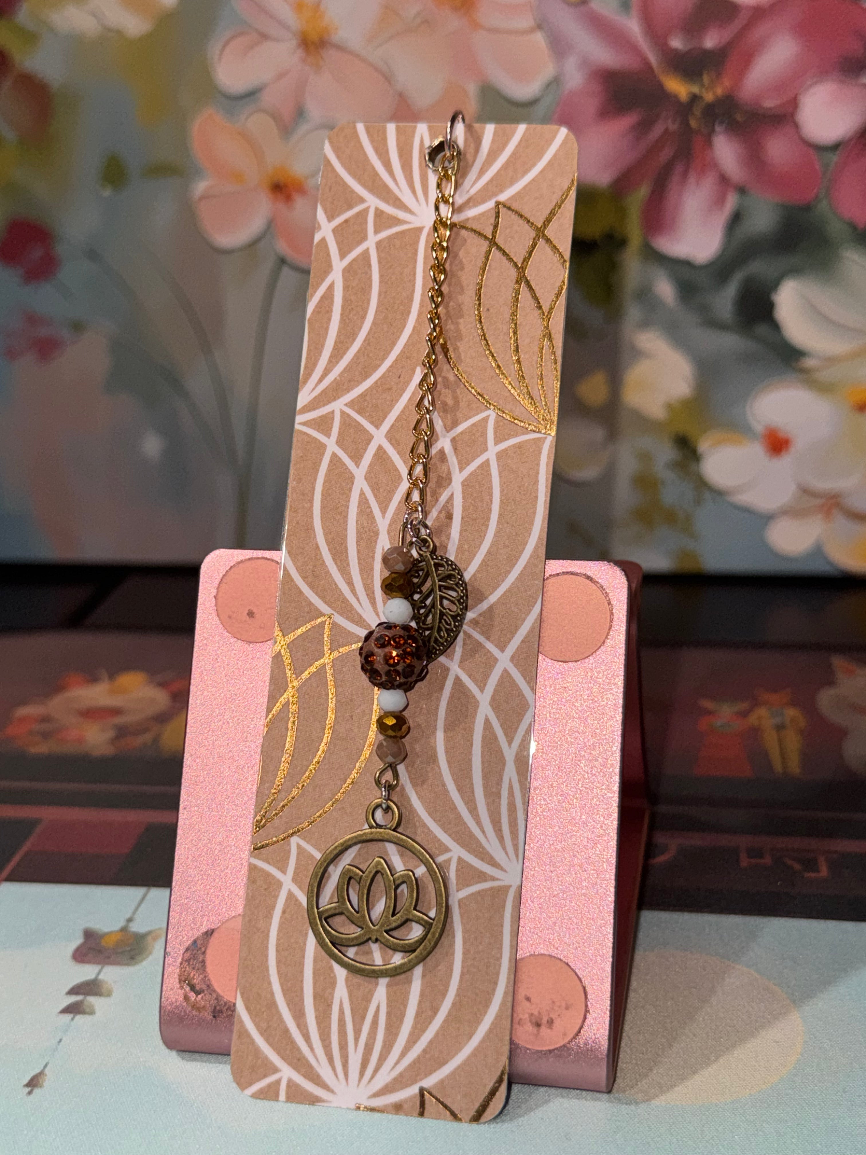 Lotus Charm Laminated Bookmark - 5.5" Double-Sided