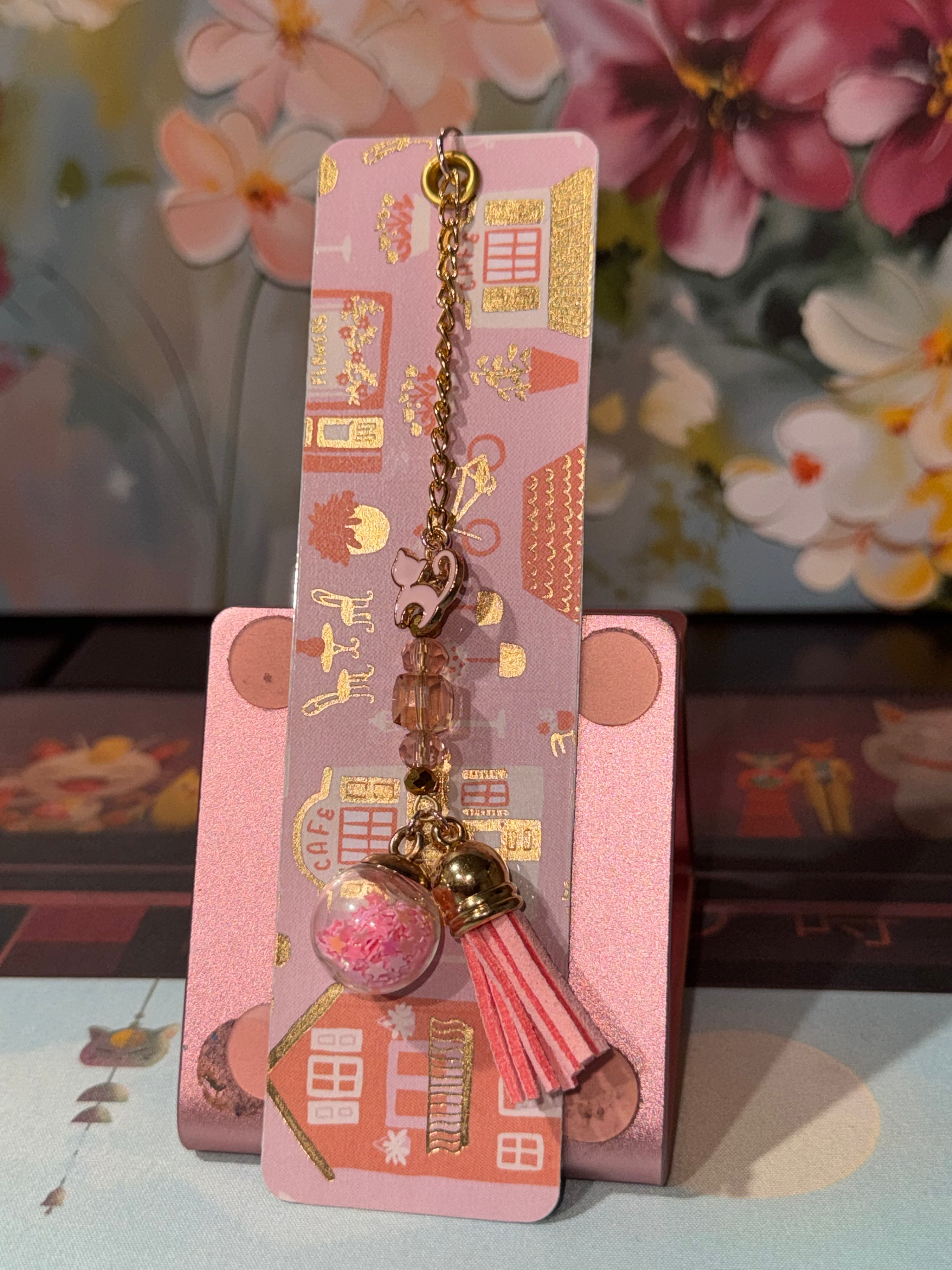 Pink Cafe Charm Laminated Bookmark - 5.5" Double-Sided