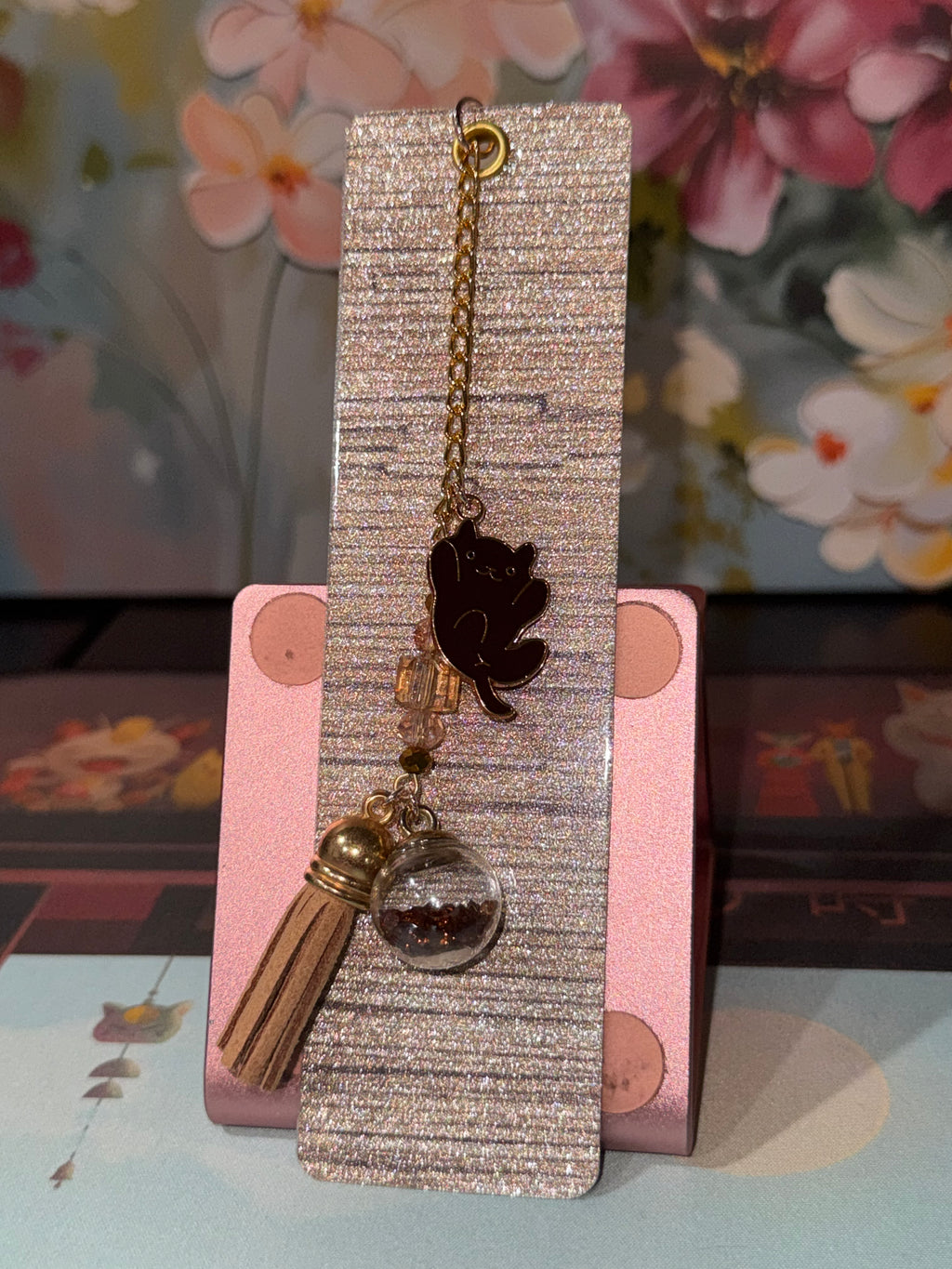 Pink Cafe Charm Laminated Bookmark - 5.5" Double-Sided