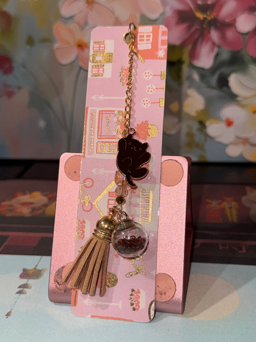 Pink Cafe Charm Laminated Bookmark - 5.5" Double-Sided