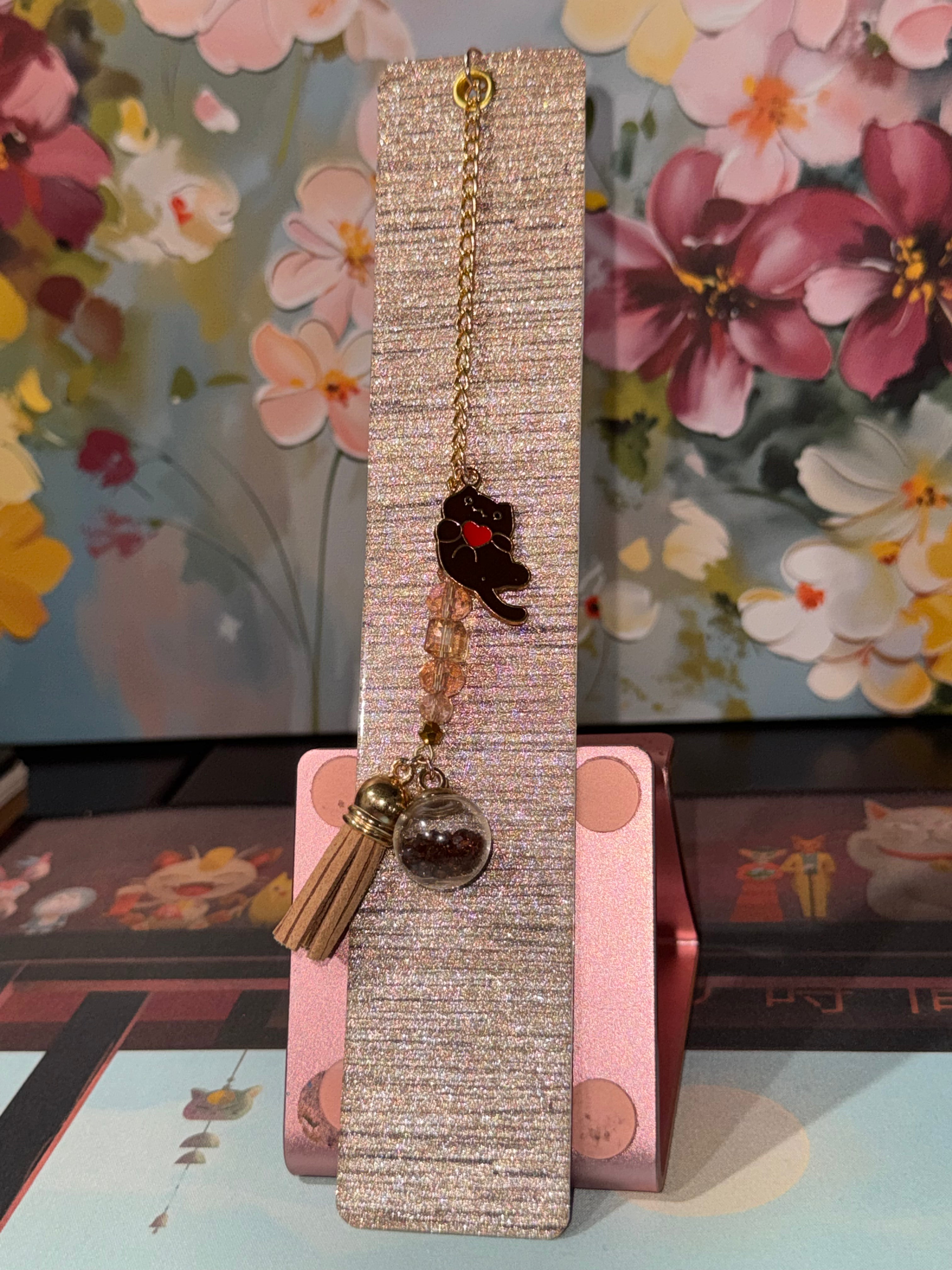 Pink Cafe Charm Laminated Bookmark - 8" Double-Sided