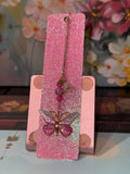 Blush Butterfly Charm Laminated Bookmark - 5.5" Double-Sided