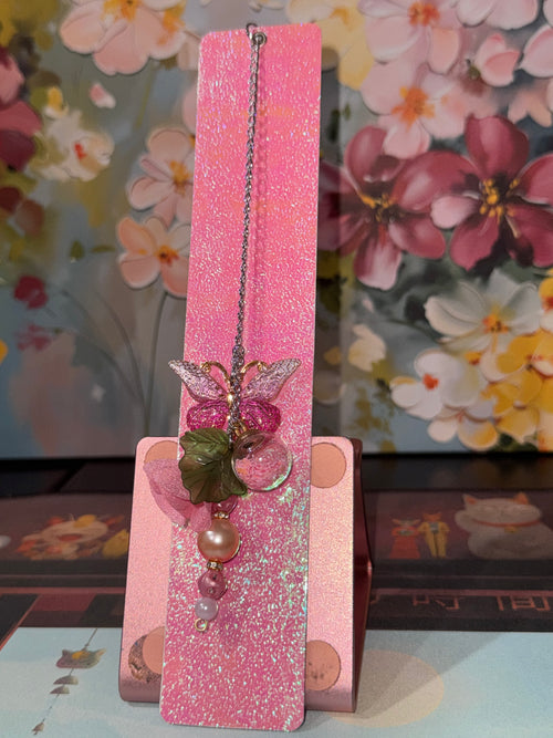 Blush Butterfly Charm Laminated Bookmark - 8" Double-Sided