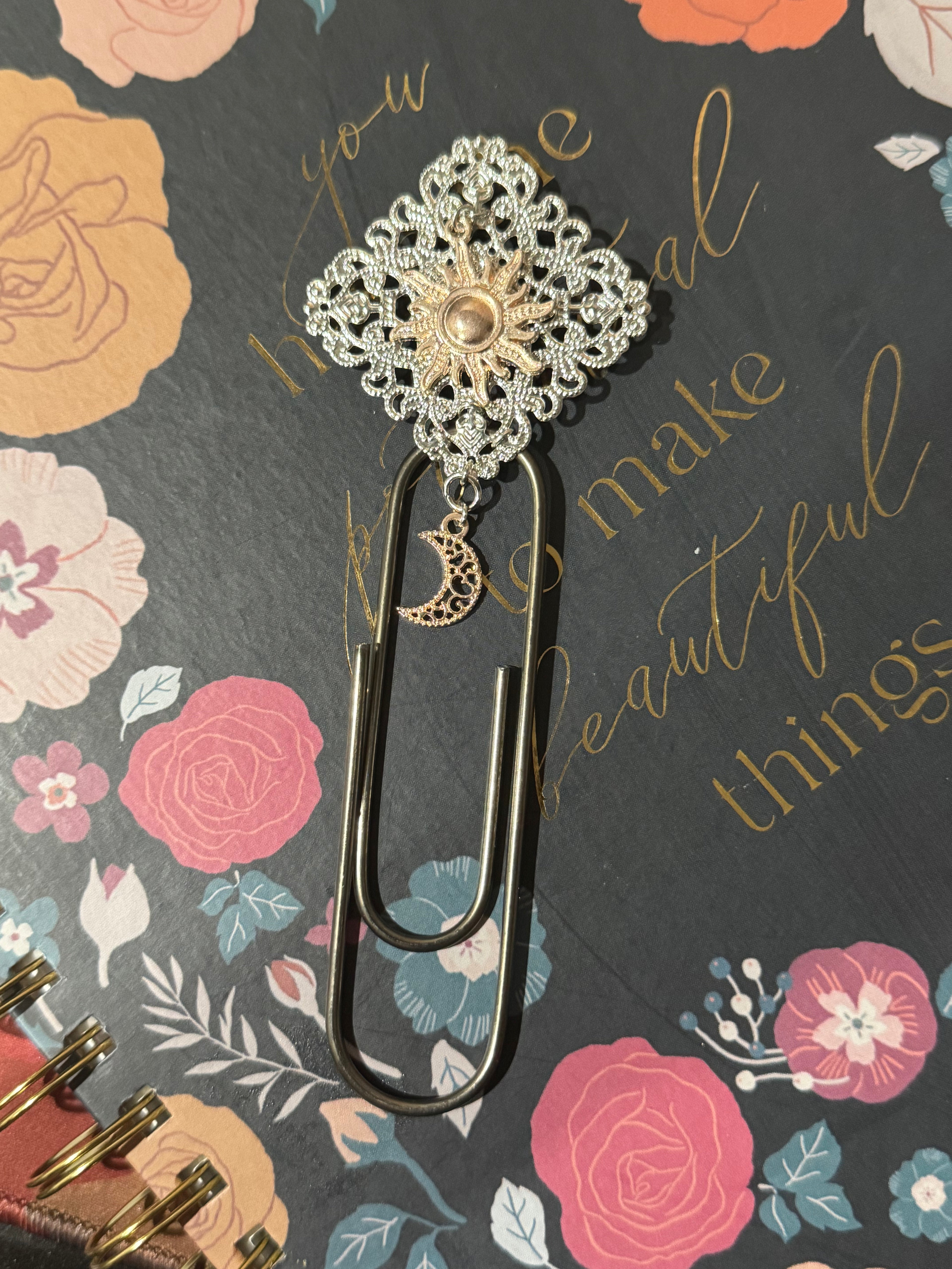 Celestial Solstice Filigree Paperclip Bookmark - 4"