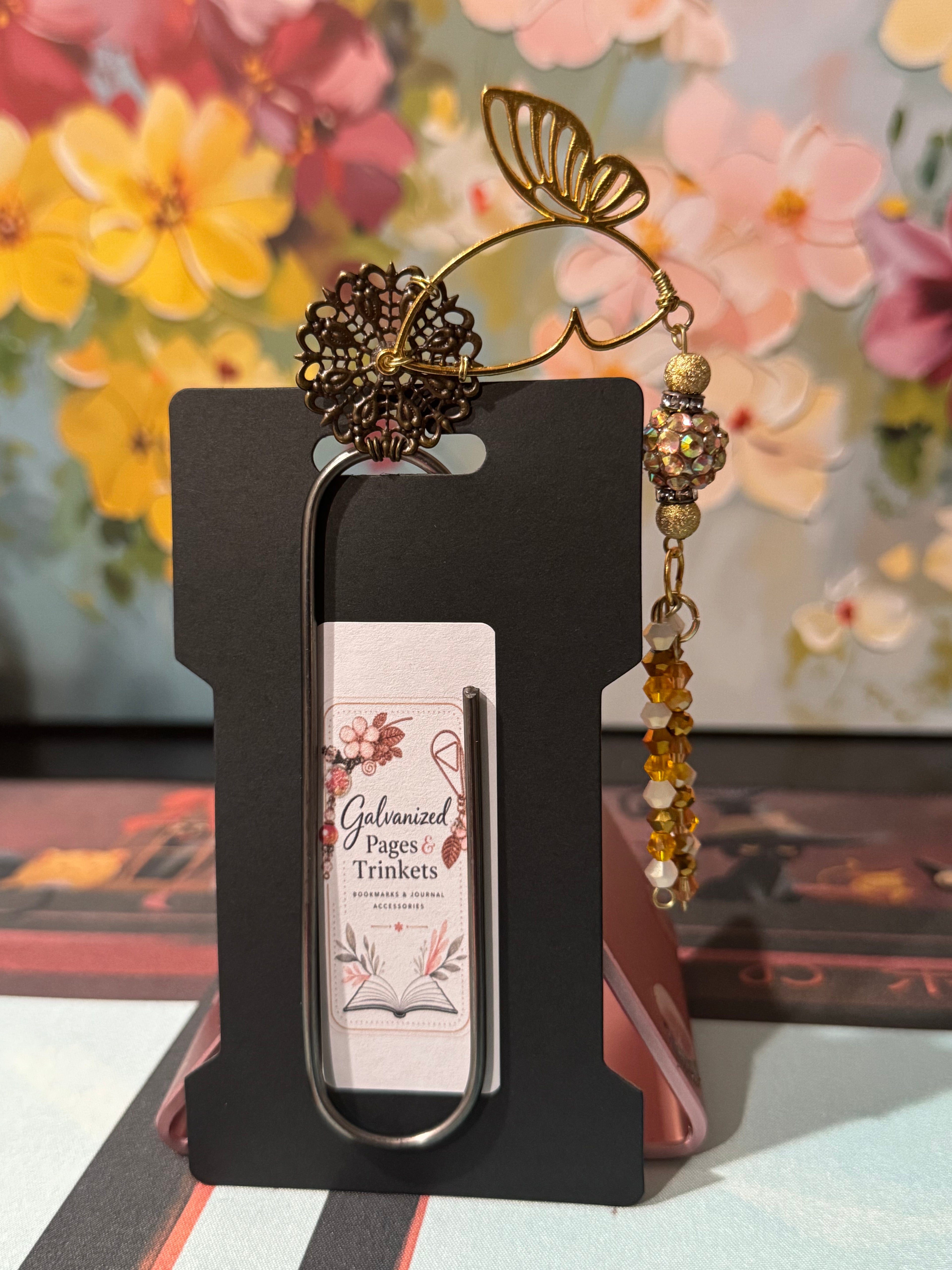 Gold Butterfly Filigree Paperclip Bookmark - 4"